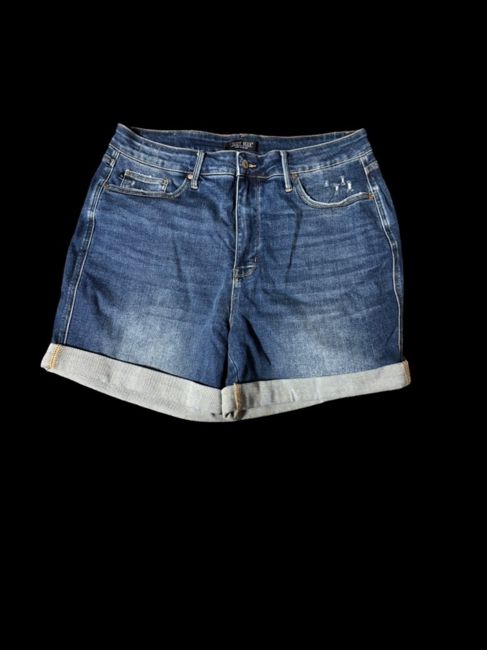 Judy Blue Washed Blue Rolled-Hem Denim Shorts